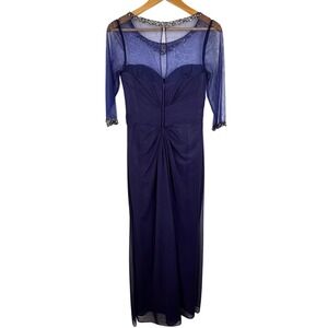 Rina diMontella Purple Mother of the Bride Formal Gown Prom Event Jeweled Sheer